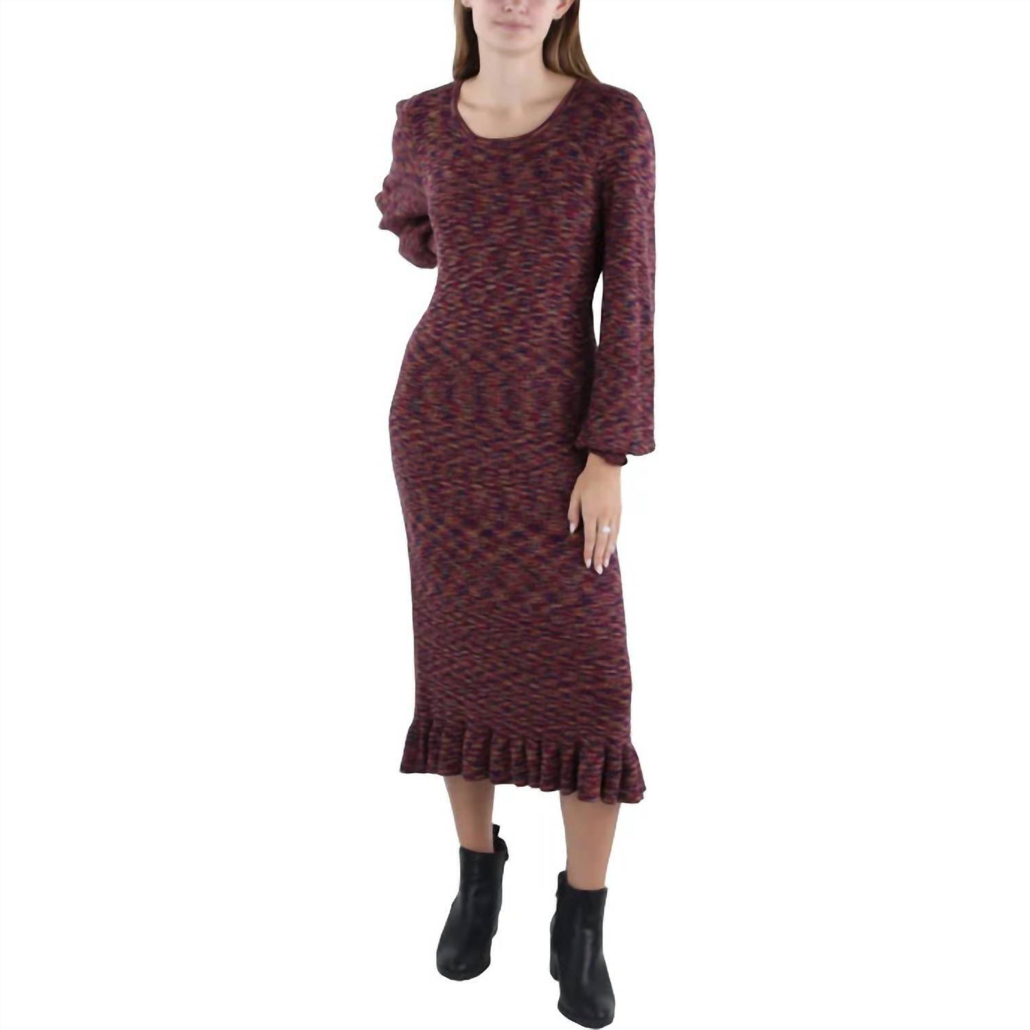 New The Crystal Kobe Space Dye Midi Sweater Dress In Red Multi